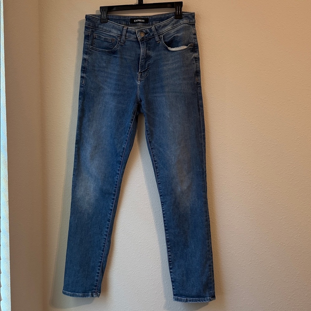 Express Men's Jean Slim Fit Hyper Stretch Pants Blue Size 32x32 Cotton Blend